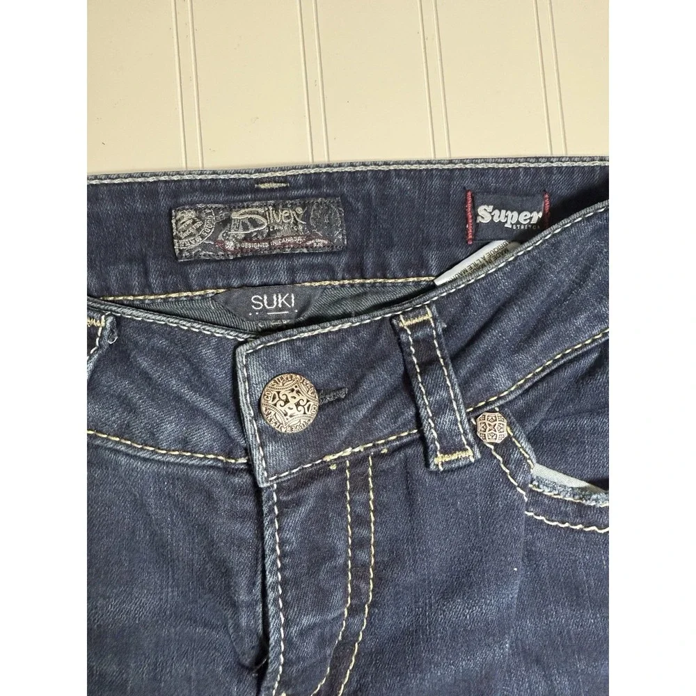 Silver Jeans Womens Suki Mid Capri Dark‎ Wash Super Stretch Size W30/L22